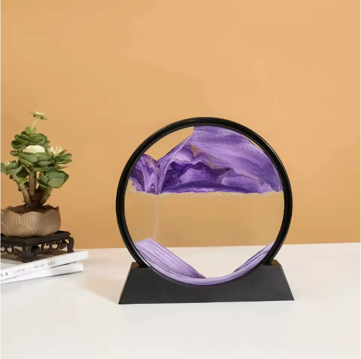 3D Bewegend Zandkunst Schilderij – Ronde Glazen Sandscape Decoratie