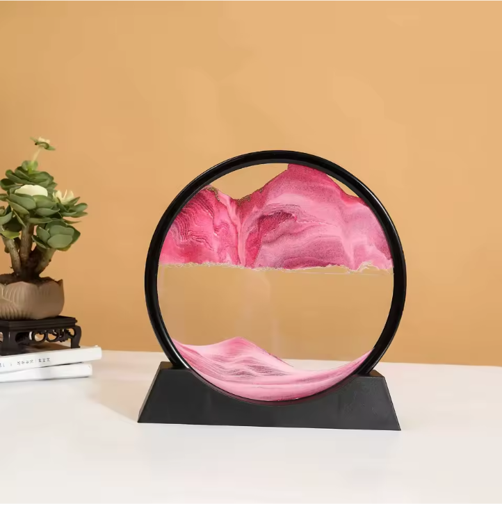 3D Bewegend Zandkunst Schilderij – Ronde Glazen Sandscape Decoratie