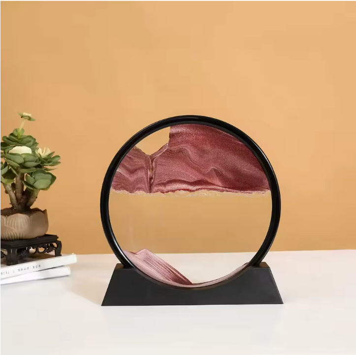 3D Bewegend Zandkunst Schilderij – Ronde Glazen Sandscape Decoratie
