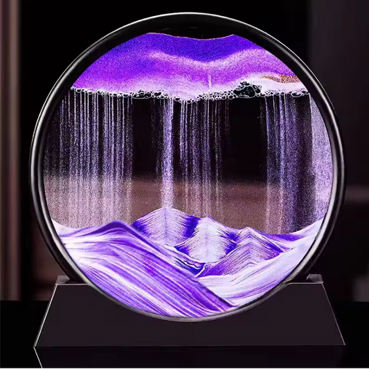 3D Bewegend Zandkunst Schilderij – Ronde Glazen Sandscape Decoratie