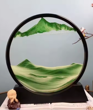 3D Bewegend Zandkunst Schilderij – Ronde Glazen Sandscape Decoratie