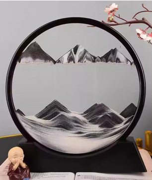 3D Bewegend Zandkunst Schilderij – Ronde Glazen Sandscape Decoratie