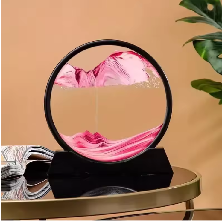 3D Bewegend Zandkunst Schilderij – Ronde Glazen Sandscape Decoratie