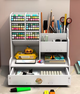 Houten Bureau Organizer met Pennenhouder – Praktische Opbergoplossing voor Thuis en Kantoor