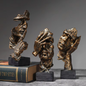 Set van 3 Abstracte Sculpturen 16 cm – “Silence Is Gold” Decoratie voor Bureau en Boekenplank