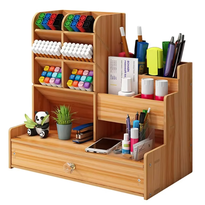 Houten Bureau Organizer met Lade – DIY Bureau Opberger met Grote Opbergcapaciteit
