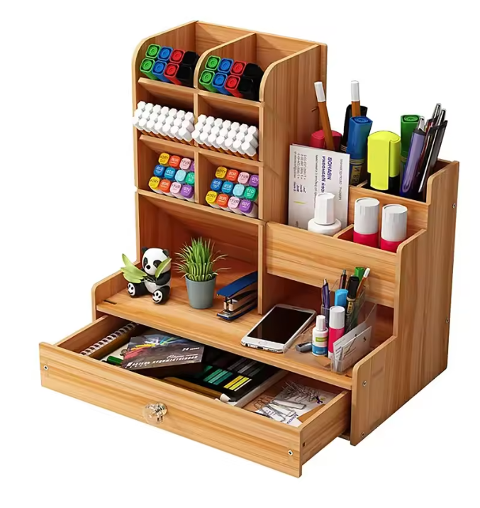 Houten Bureau Organizer met Lade – DIY Bureau Opberger met Grote Opbergcapaciteit