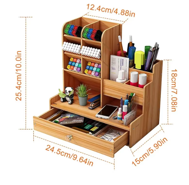 Houten Bureau Organizer met Lade – DIY Bureau Opberger met Grote Opbergcapaciteit