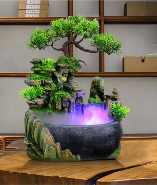 LED Tafel Fontein met Waterval en Vernevelaar – Resin Feng Shui Decoratie voor Bureau en Interieur