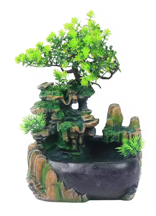 LED Tafel Fontein met Waterval en Vernevelaar – Resin Feng Shui Decoratie voor Bureau en Interieur