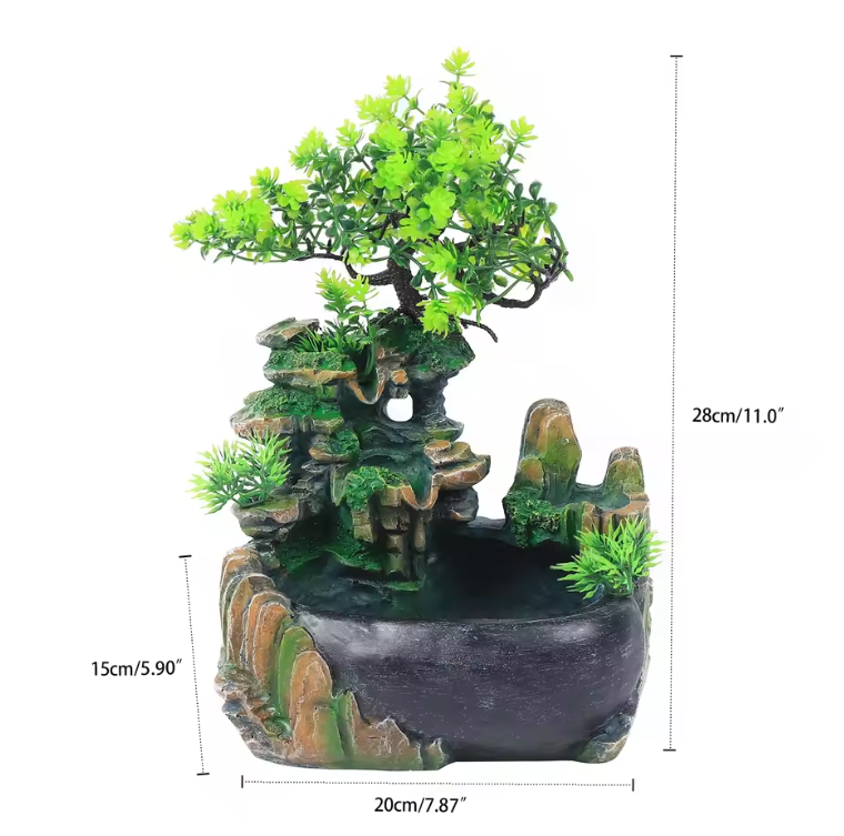 Desktop Waterfontein met Waterval – LED Zen Decoratie voor Interieur en Bureau