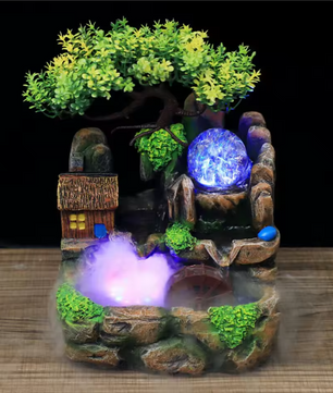 Tafel Waterfontein met Waterval, Vernevelaar en RGB LED Bal – Zen Interieurdecoratie