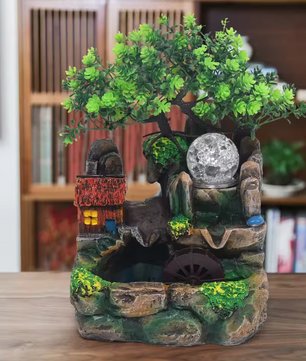 Tafel Waterfontein met Waterval, Vernevelaar en RGB LED Bal – Zen Interieurdecoratie