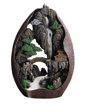 Backflow Wierookhouder met Rookwaterval – Resin Berglandschap Decoratie