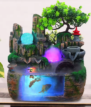 Tafel Waterfontein met Waterval, LED Verlichting en Vernevelaar – Moderne Interieurdecoratie