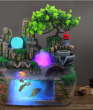 Tafel Waterfontein met Waterval, LED Verlichting en Vernevelaar – Moderne Interieurdecoratie