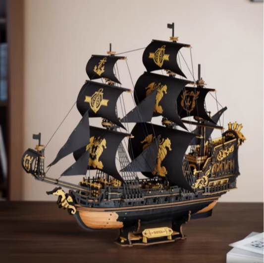 3D Houten Zeilschip Bouwpakket – Gedetailleerd Barque Model voor Bureau en Interieur