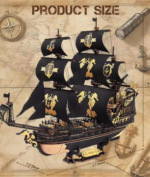 3D Houten Zeilschip Bouwpakket – Gedetailleerd Barque Model voor Bureau en Interieur