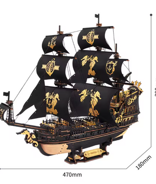 3D Houten Zeilschip Bouwpakket – Gedetailleerd Barque Model voor Bureau en Interieur