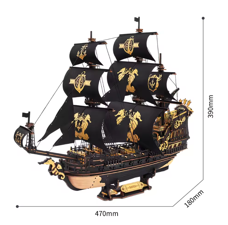 3D Houten Zeilschip Bouwpakket – Gedetailleerd Barque Model voor Bureau en Interieur