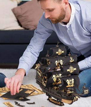 3D Houten Zeilschip Bouwpakket – Gedetailleerd Barque Model voor Bureau en Interieur