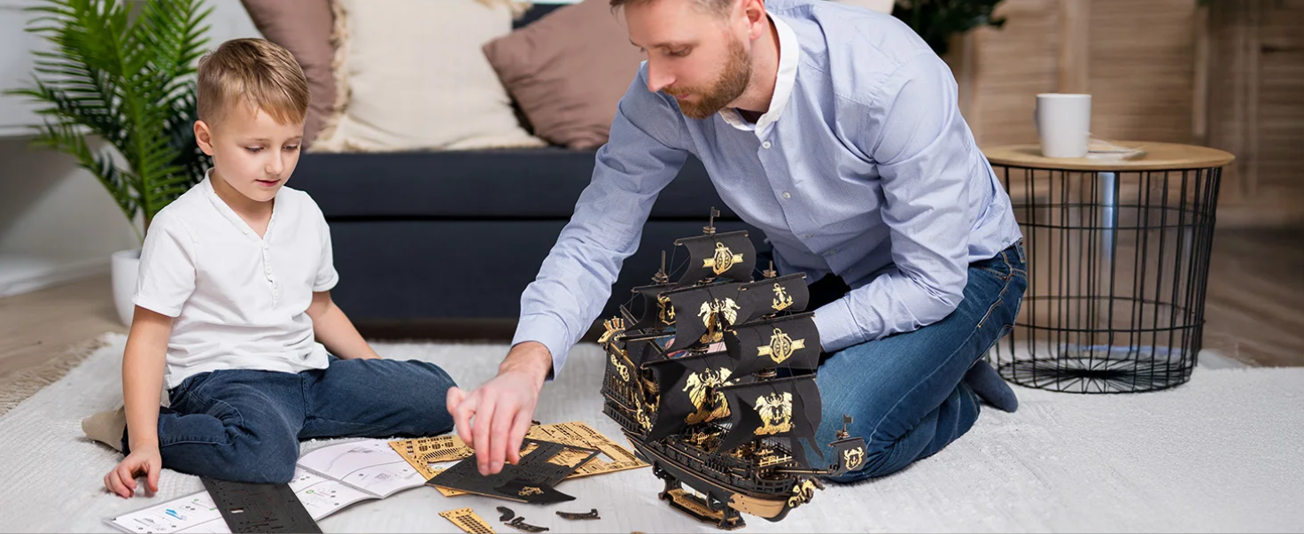 3D Houten Zeilschip Bouwpakket – Gedetailleerd Barque Model voor Bureau en Interieur