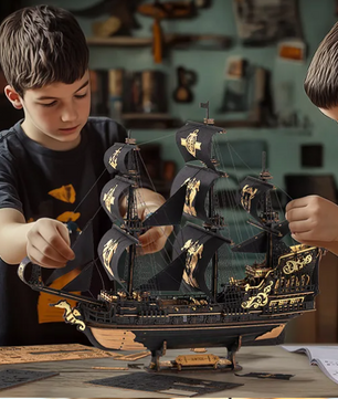 3D Houten Zeilschip Bouwpakket – Gedetailleerd Barque Model voor Bureau en Interieur