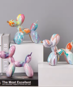 Scandinavische Ballon Hond Sculptuur – Keramisch Decoratiebeeld voor Woonkamer en Bureau