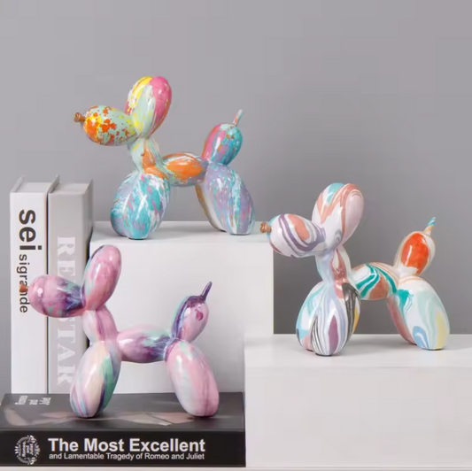 Scandinavische Ballon Hond Sculptuur – Keramisch Decoratiebeeld voor Woonkamer en Bureau