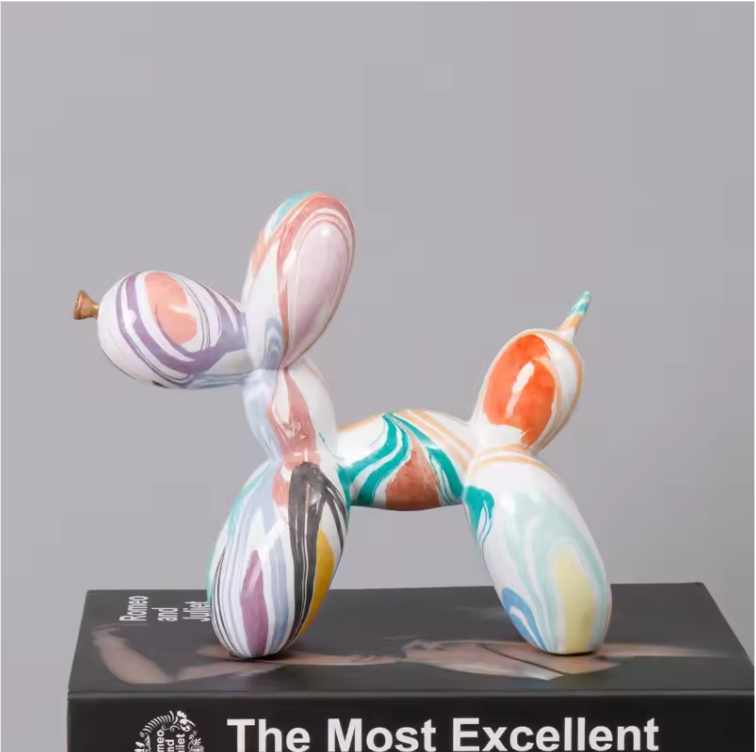 Scandinavische Ballon Hond Sculptuur – Keramisch Decoratiebeeld voor Woonkamer en Bureau