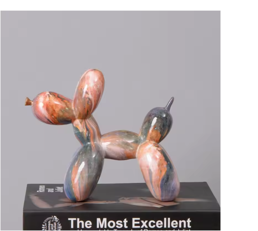 Scandinavische Ballon Hond Sculptuur – Keramisch Decoratiebeeld voor Woonkamer en Bureau