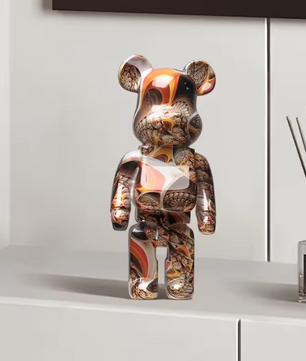 Graffiti Beer Decoratief Beeld met Opbergschaal – Moderne Abstracte Dieren Sculptuur voor Interieurdecoratie
