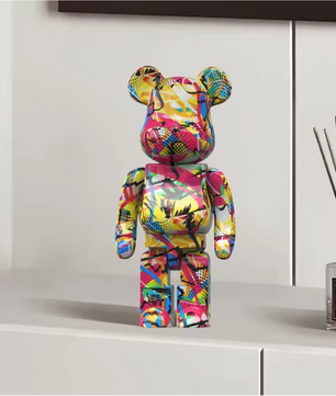 Graffiti Beer Decoratief Beeld met Opbergschaal – Moderne Abstracte Dieren Sculptuur voor Interieurdecoratie