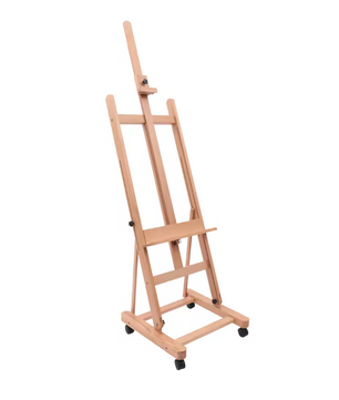 Verstelbaar H-Frame Schilderezel van Beukenhout – Professionele Studio Ezel met Wielen