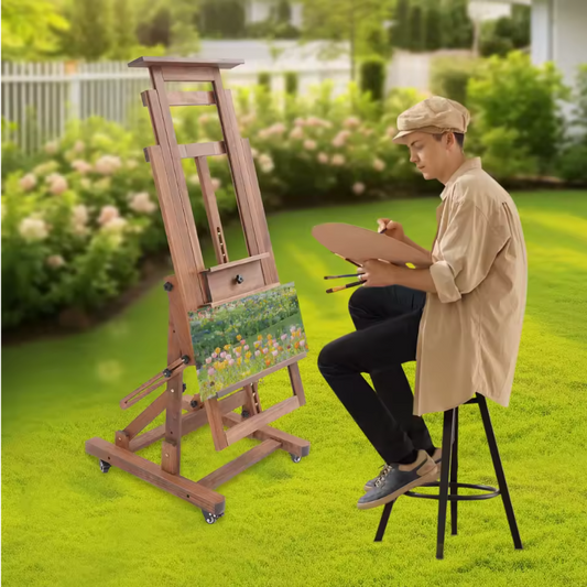 Professionele Studio Schilderezel van Massief Hout – Verstelbare Schilderstandaard met Wielen