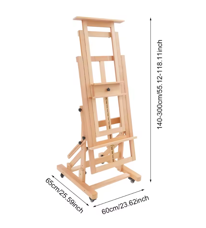 Professionele Studio Schilderezel van Massief Hout – Verstelbare Schilderstandaard met Wielen