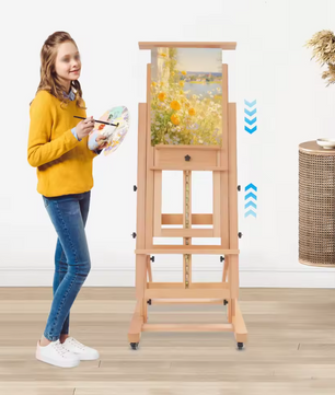 Professionele Studio Schilderezel van Massief Hout – Verstelbare Schilderstandaard met Wielen