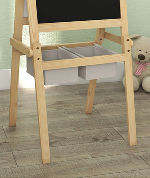 3-in-1 Kinder Schilderezel met Papierrol – Houten Tekenbord met Opbergmanden