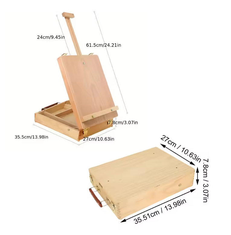 Houten Tafel Schilderezel – Opvouwbare Desktop Schilder- en Schetsezel met Antislip Voeten