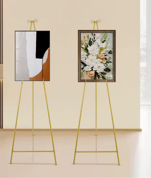 Gouden Presentatie Schilderezel – Verstelbare Driehoekige Displaystandaard