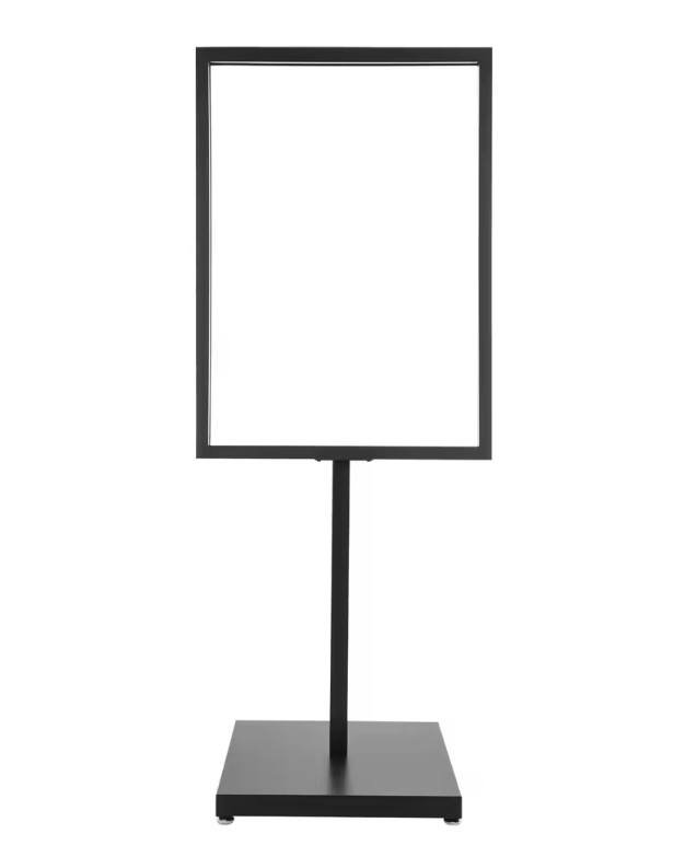Zwarte Metalen Posterstandaard – Staande Displayhouder met Verstelbare Voeten