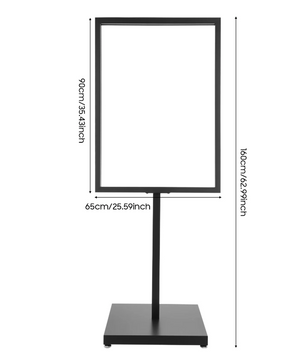 Zwarte Metalen Posterstandaard – Staande Displayhouder met Verstelbare Voeten