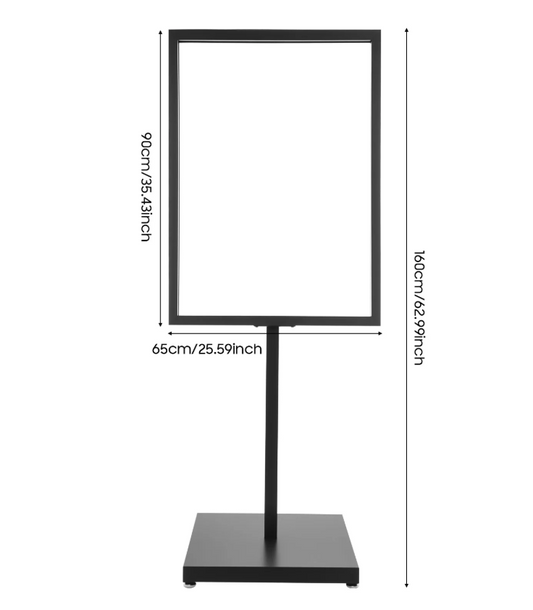 Zwarte Metalen Posterstandaard – Staande Displayhouder met Verstelbare Voeten
