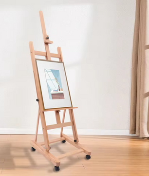 Professionele H-Frame Studio Schilderezel van Beukenhout – Verstelbaar en Verrijdbaar