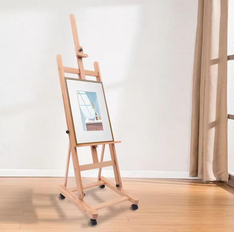 Professionele H-Frame Studio Schilderezel van Beukenhout – Verstelbaar en Verrijdbaar