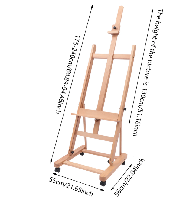 Professionele H-Frame Studio Schilderezel van Beukenhout – Verstelbaar en Verrijdbaar