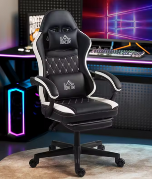 Ergonomische Gamingstoel met Voetensteun – Verstelbare Computerstoel met Hoofd- en Lendenkussen