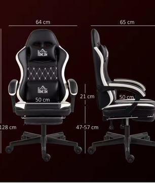 Ergonomische Gamingstoel met Voetensteun – Verstelbare Computerstoel met Hoofd- en Lendenkussen