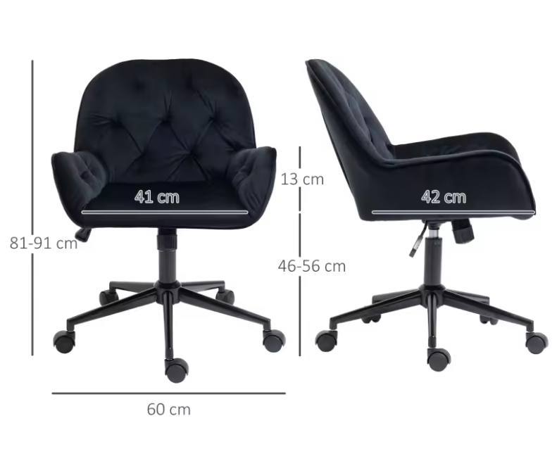 Ergonomische Bureau- en Bureaustoel met Armleuningen – Verstelbare Draaistoel met Fluweelachtige Bekleding