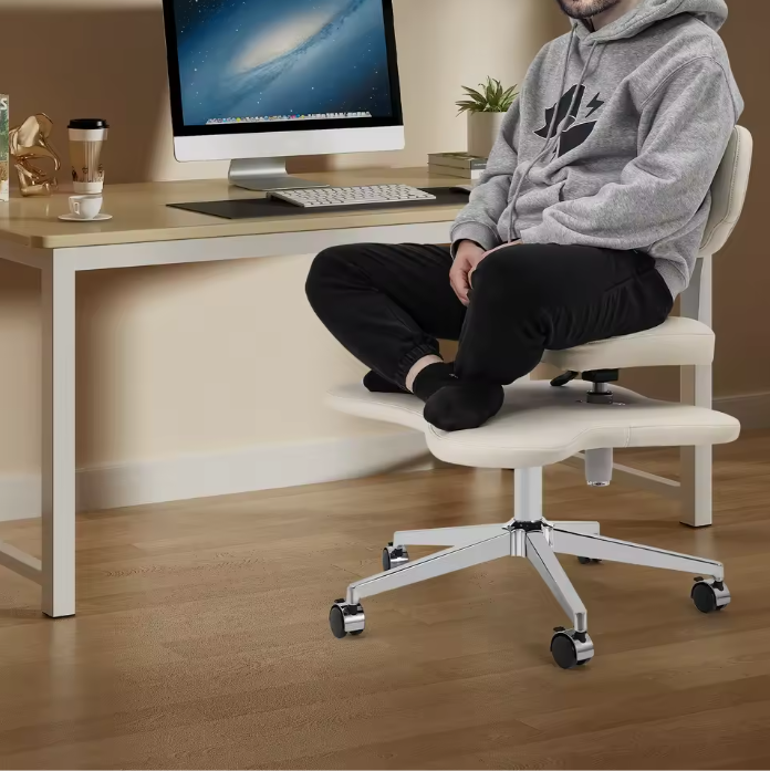 Ergonomische Meditatie- en Zitstoel – Kruisbenige Bureaustoel met Rugsteun en Verstelbare Zit- en Voetplaat
